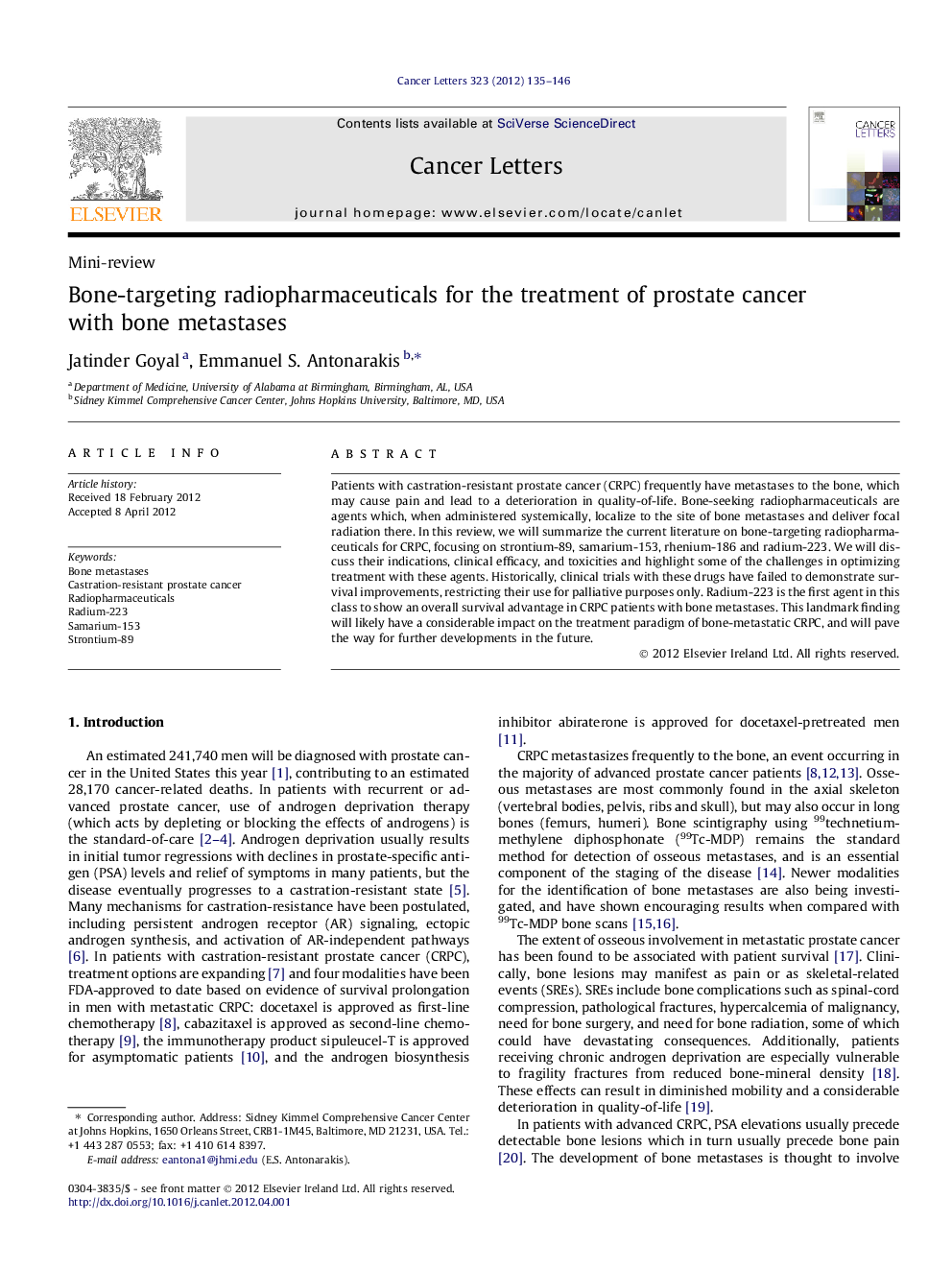 Bone-targeting radiopharmaceuticals for the treatment of prostate cancer with bone metastases