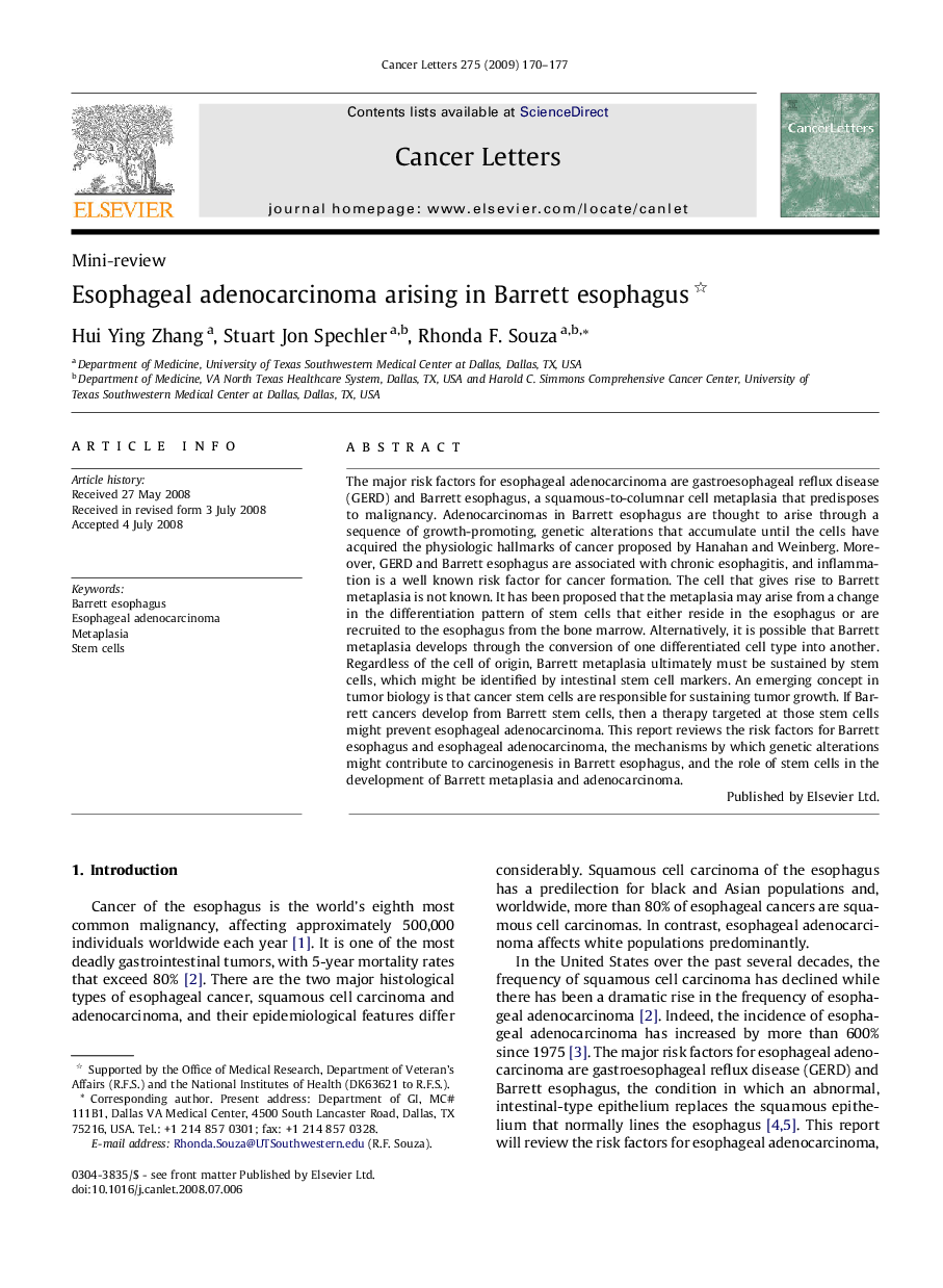 Esophageal adenocarcinoma arising in Barrett esophagus 