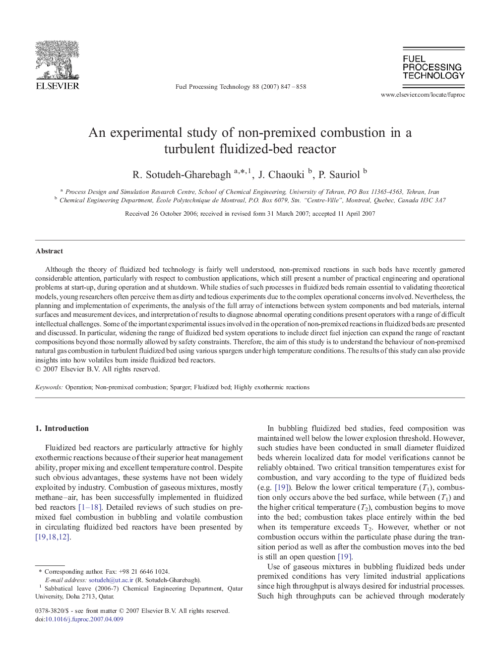 An experimental study of non-premixed combustion in a turbulent fluidized-bed reactor