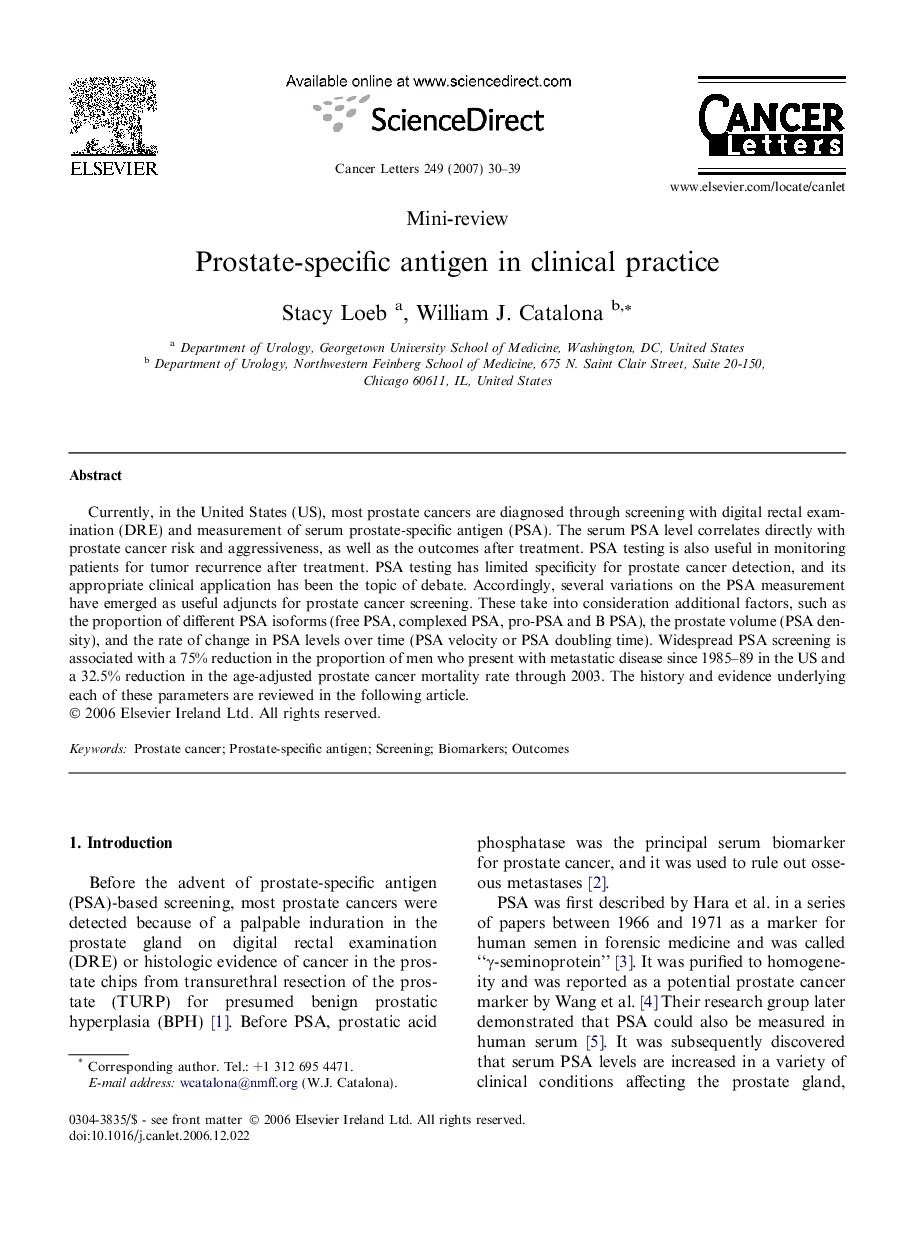 Prostate-specific antigen in clinical practice