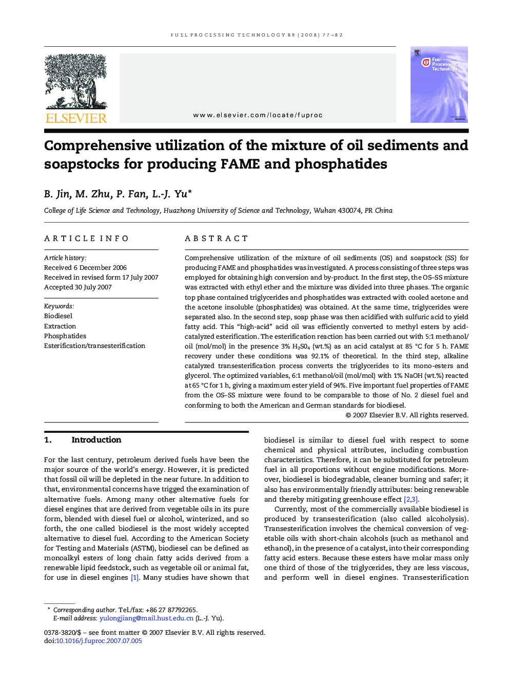 Comprehensive utilization of the mixture of oil sediments and soapstocks for producing FAME and phosphatides