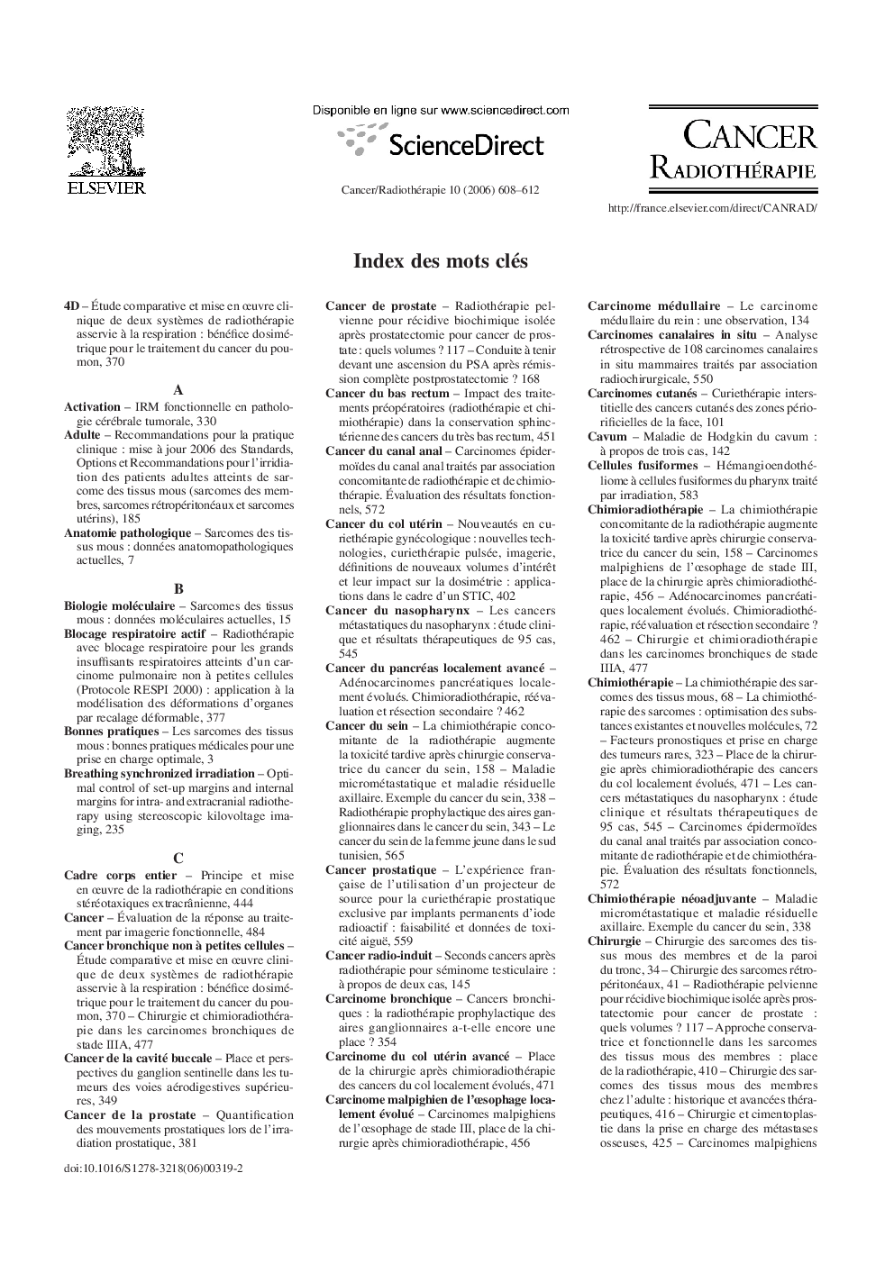 عکس صفحه اول مقاله: Index des mots clés Index des mots clés