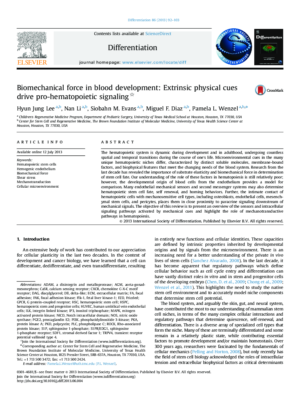 Biomechanical force in blood development: Extrinsic physical cues drive pro-hematopoietic signaling 