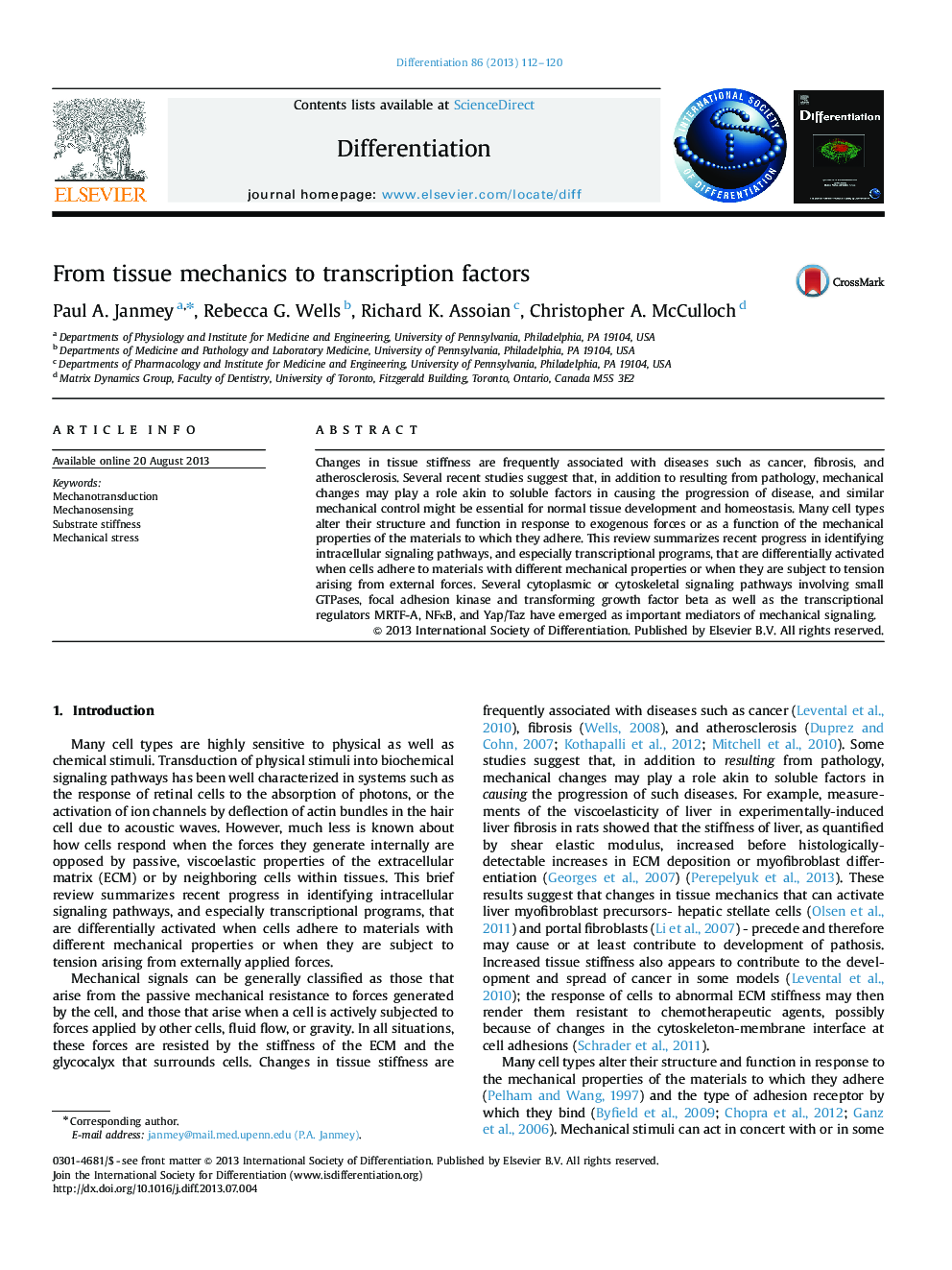 From tissue mechanics to transcription factors