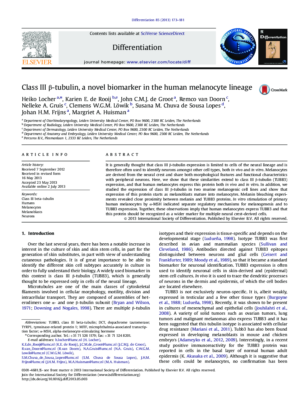 Class III β-tubulin, a novel biomarker in the human melanocyte lineage