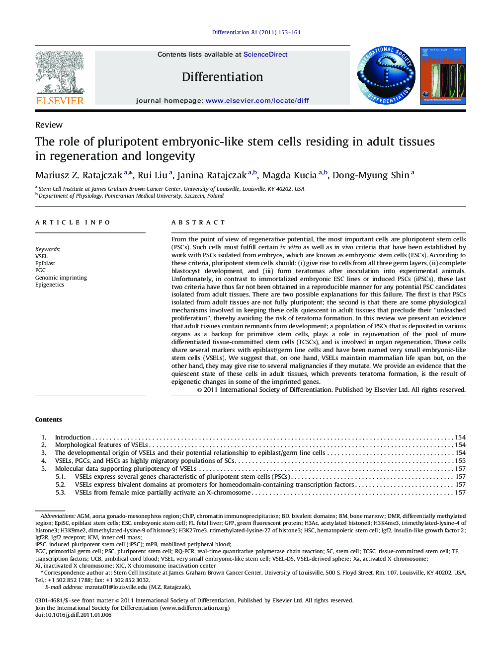 The role of pluripotent embryonic-like stem cells residing in adult tissues in regeneration and longevity