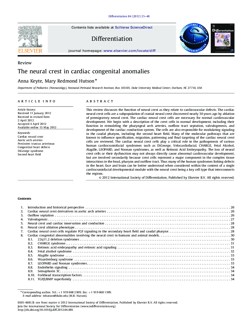 The neural crest in cardiac congenital anomalies