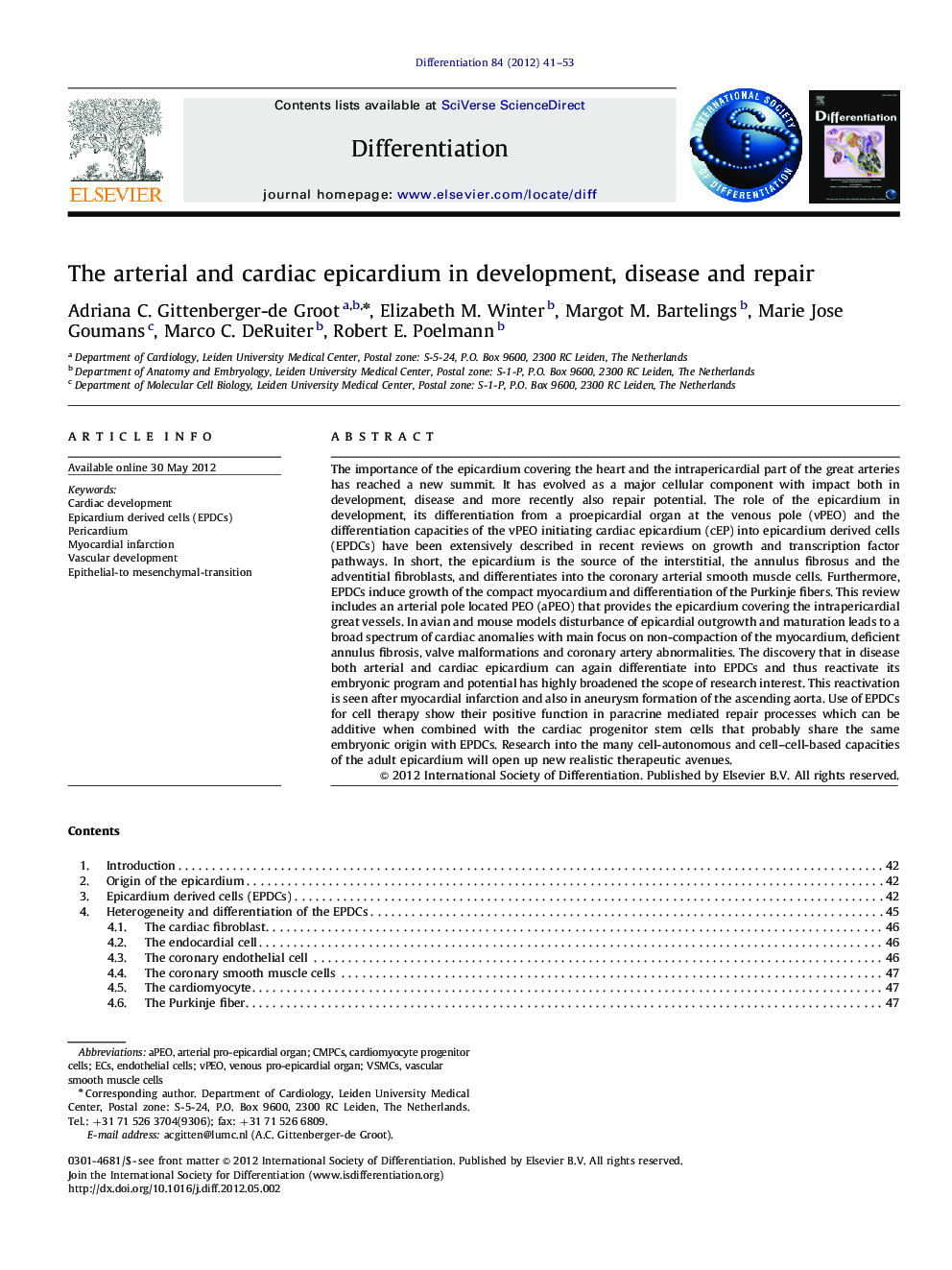 The arterial and cardiac epicardium in development, disease and repair