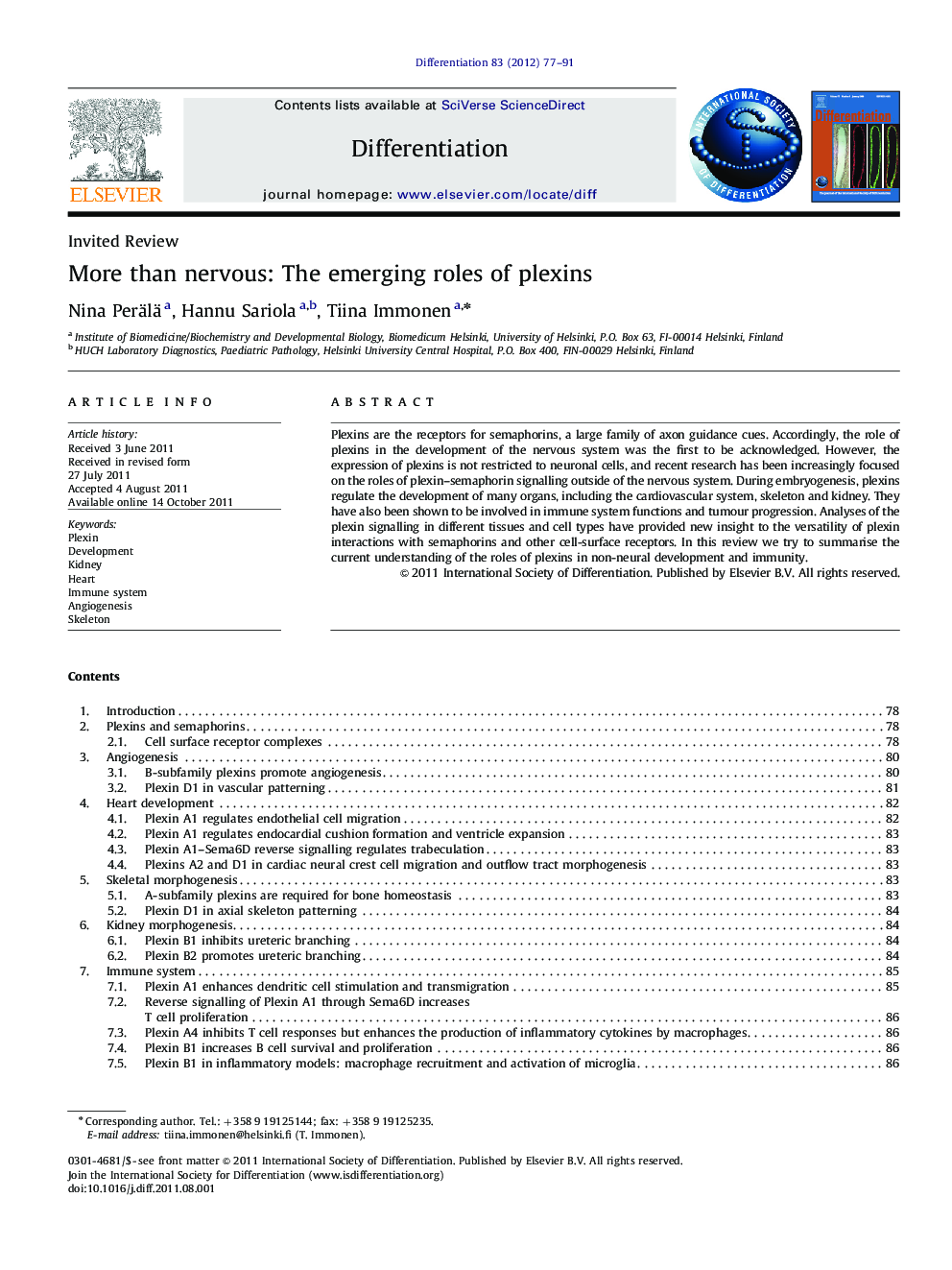 More than nervous: The emerging roles of plexins