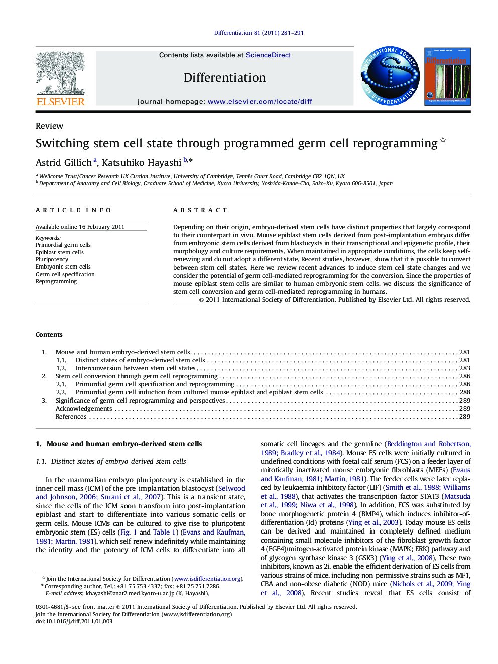 Switching stem cell state through programmed germ cell reprogramming 