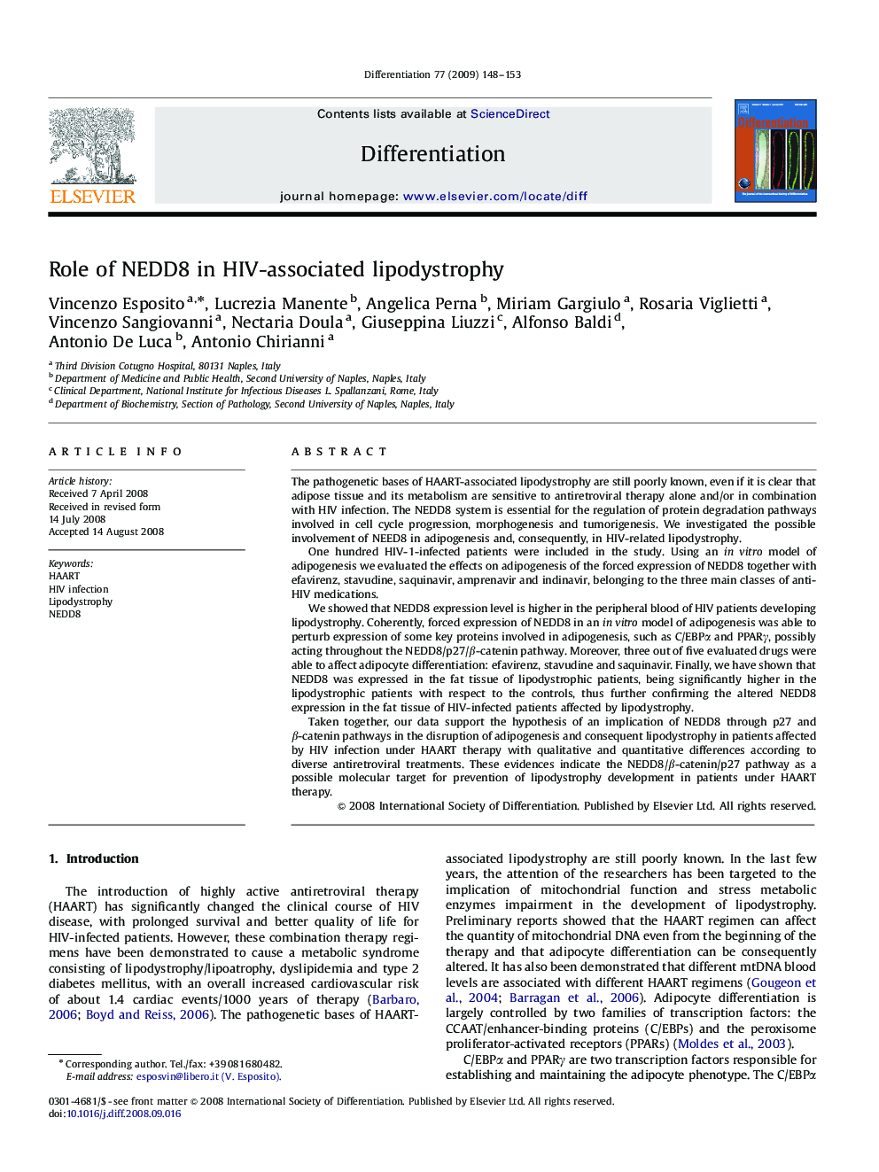 Role of NEDD8 in HIV-associated lipodystrophy