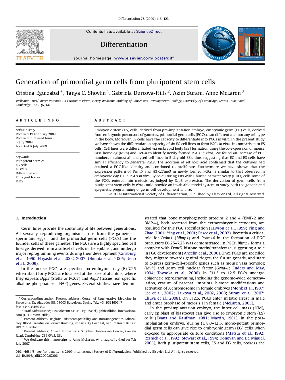 Generation of primordial germ cells from pluripotent stem cells