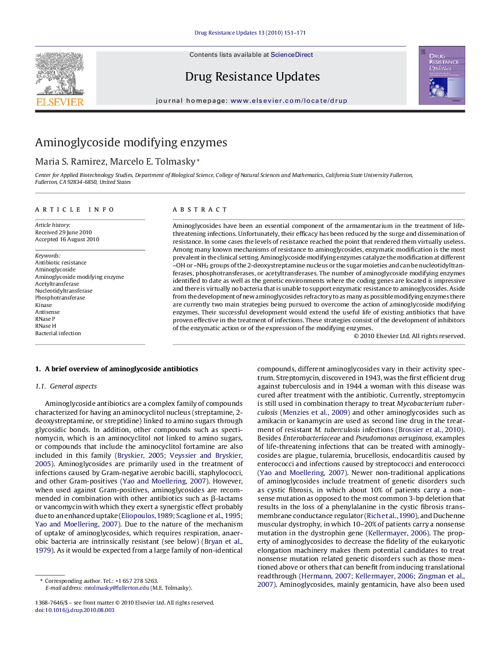 Aminoglycoside modifying enzymes