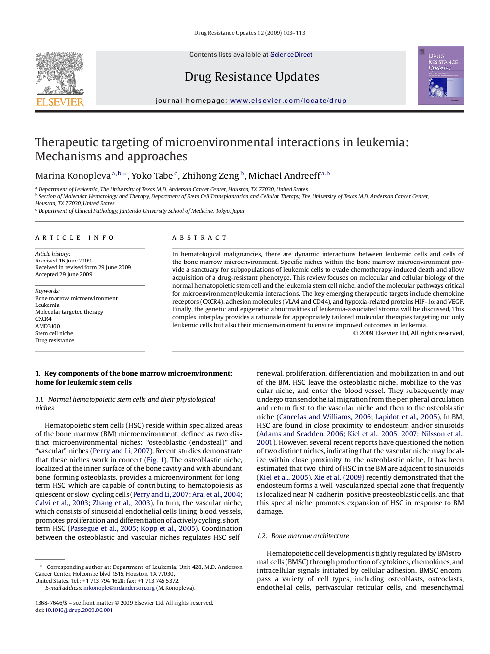 Therapeutic targeting of microenvironmental interactions in leukemia: Mechanisms and approaches