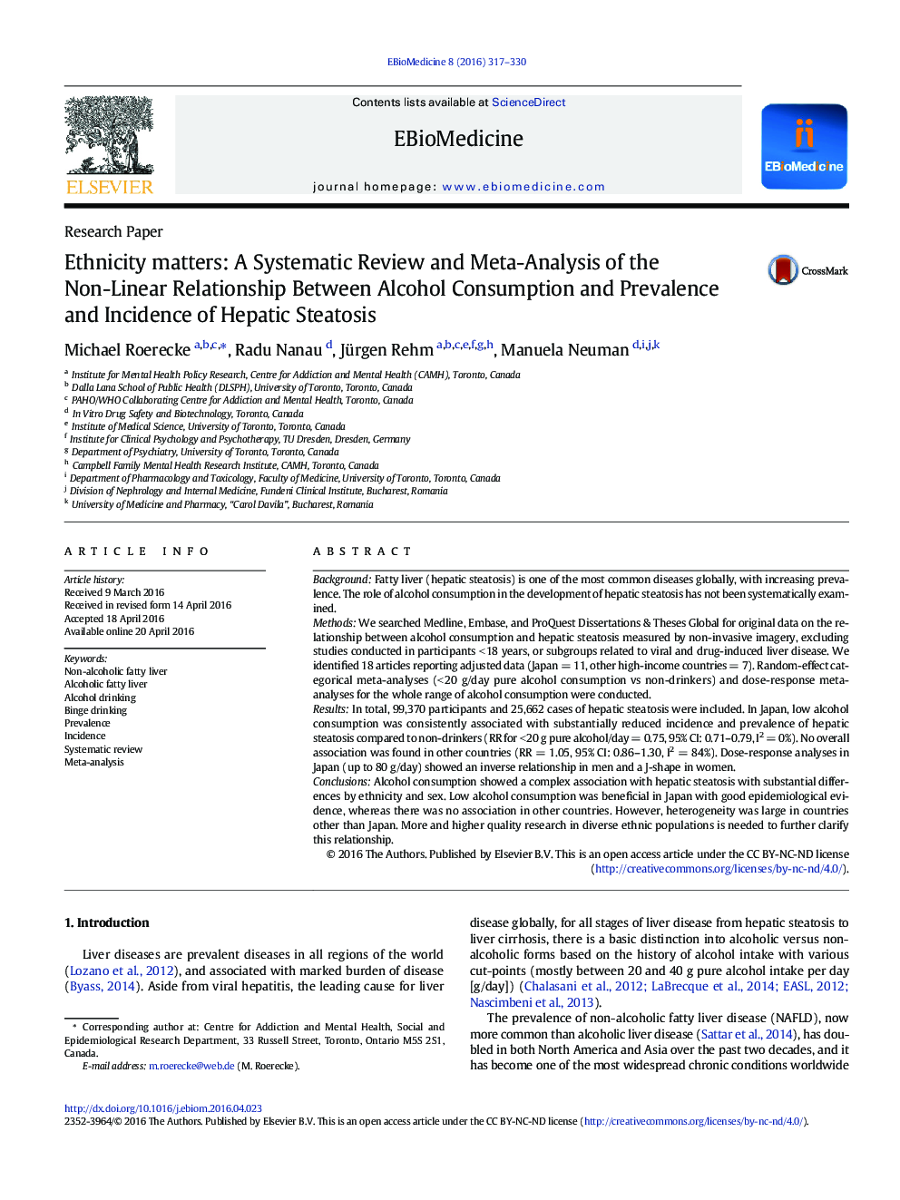 Ethnicity matters: A Systematic Review and Meta-Analysis of the Non-Linear Relationship Between Alcohol Consumption and Prevalence and Incidence of Hepatic Steatosis