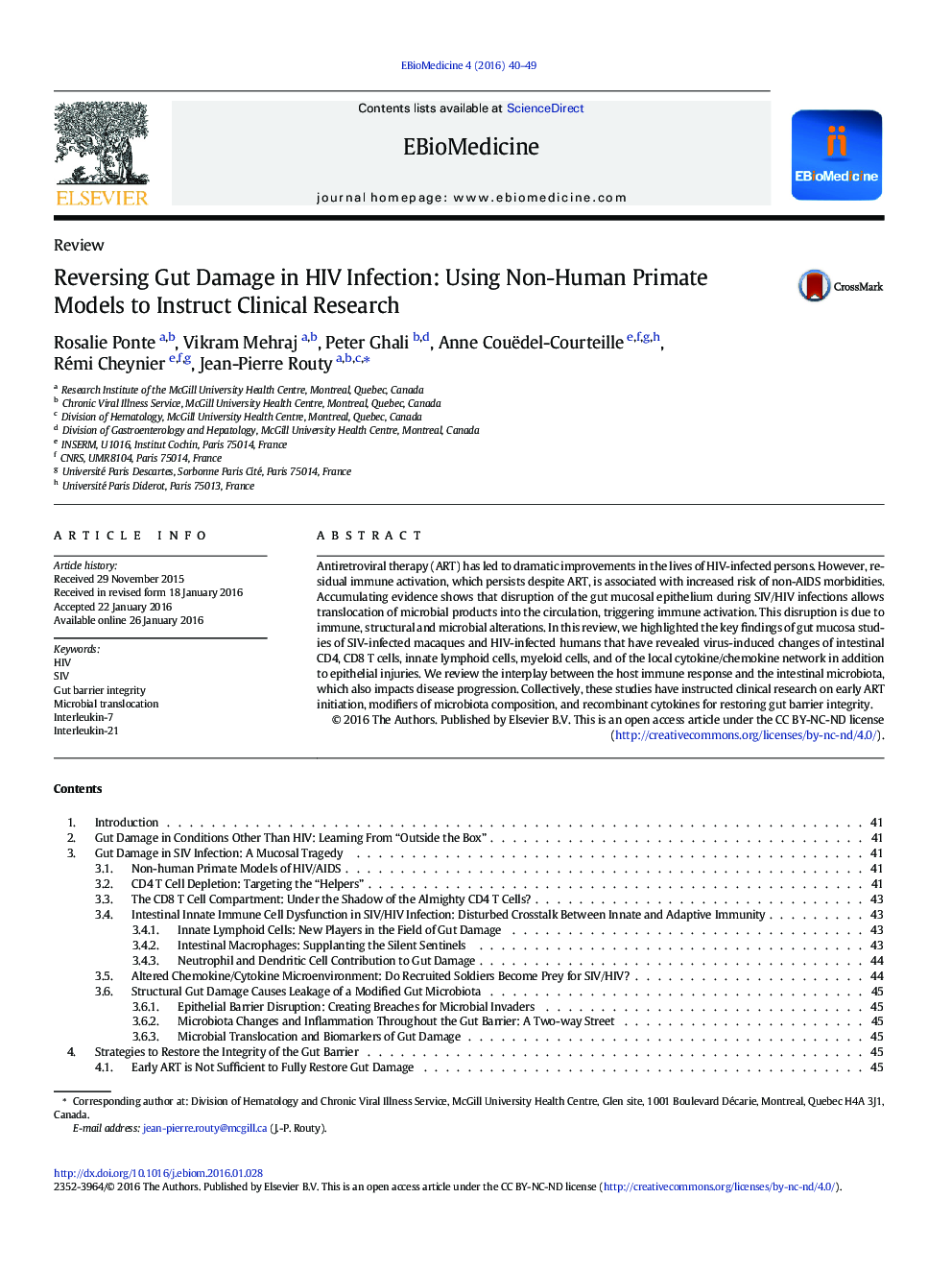 Reversing Gut Damage in HIV Infection: Using Non-Human Primate Models to Instruct Clinical Research