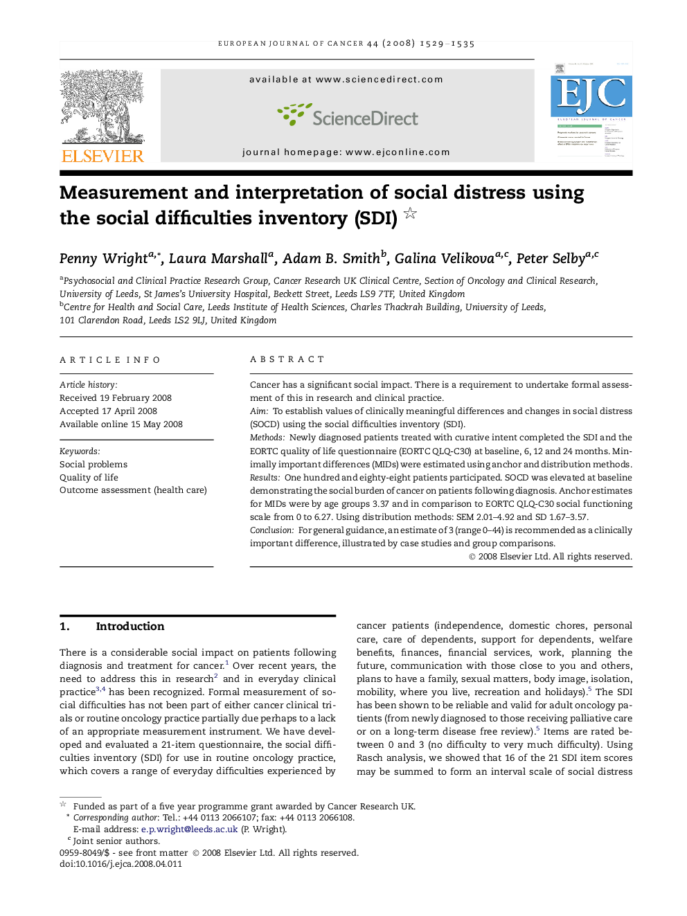 Measurement and interpretation of social distress using the social difficulties inventory (SDI) 