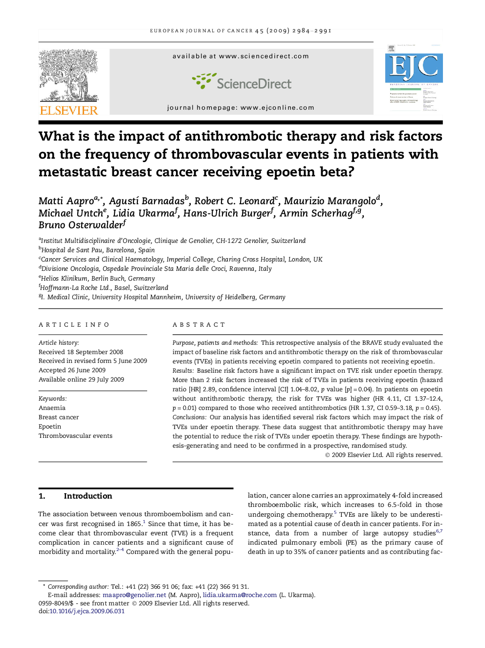 What is the impact of antithrombotic therapy and risk factors on the frequency of thrombovascular events in patients with metastatic breast cancer receiving epoetin beta?