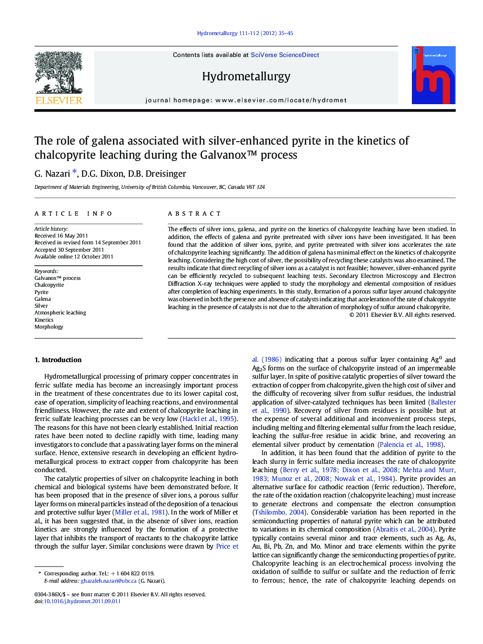 The role of galena associated with silver-enhanced pyrite in the kinetics of chalcopyrite leaching during the Galvanox™ process