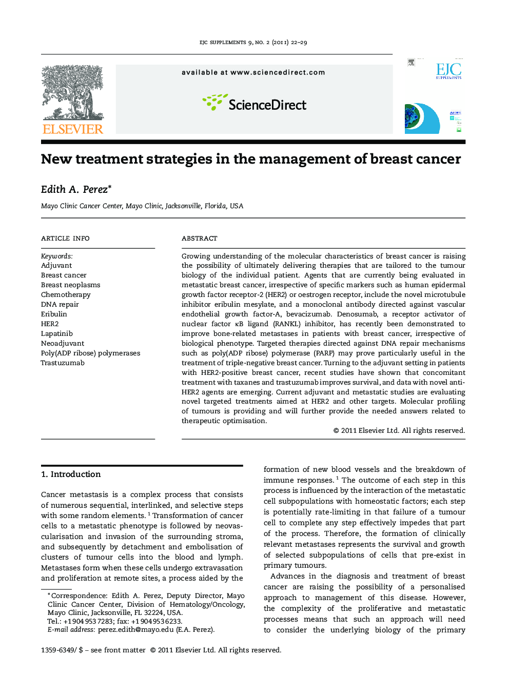 عکس صفحه اول مقاله: New treatment strategies in the management of breast cancer New treatment strategies in the management of breast cancer