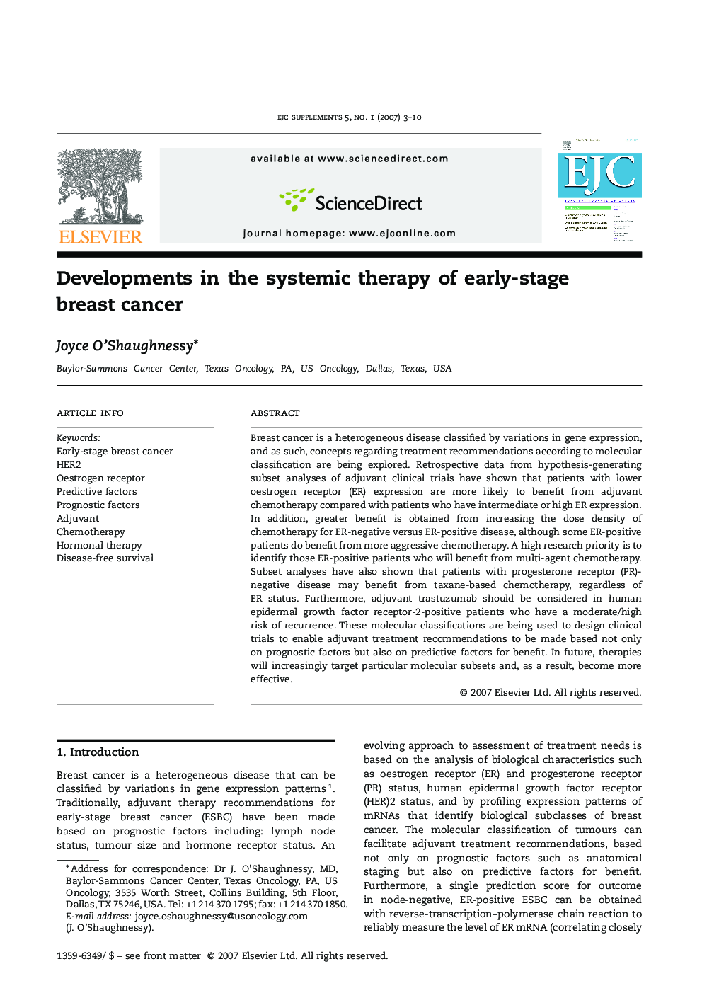 Developments in the systemic therapy of early-stage breast cancer