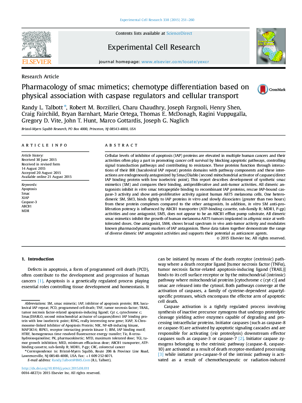 Pharmacology of smac mimetics; chemotype differentiation based on physical association with caspase regulators and cellular transport