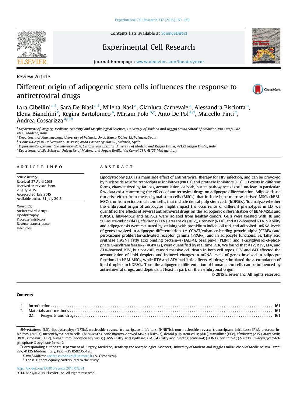 عکس صفحه اول مقاله: Different origin of adipogenic stem cells influences the response to antiretroviral drugs Different origin of adipogenic stem cells influences the response to antiretroviral drugs