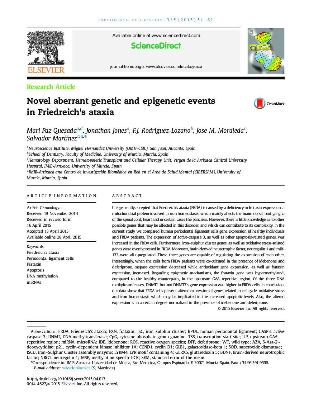Novel aberrant genetic and epigenetic events in Friedreich×³s ataxia