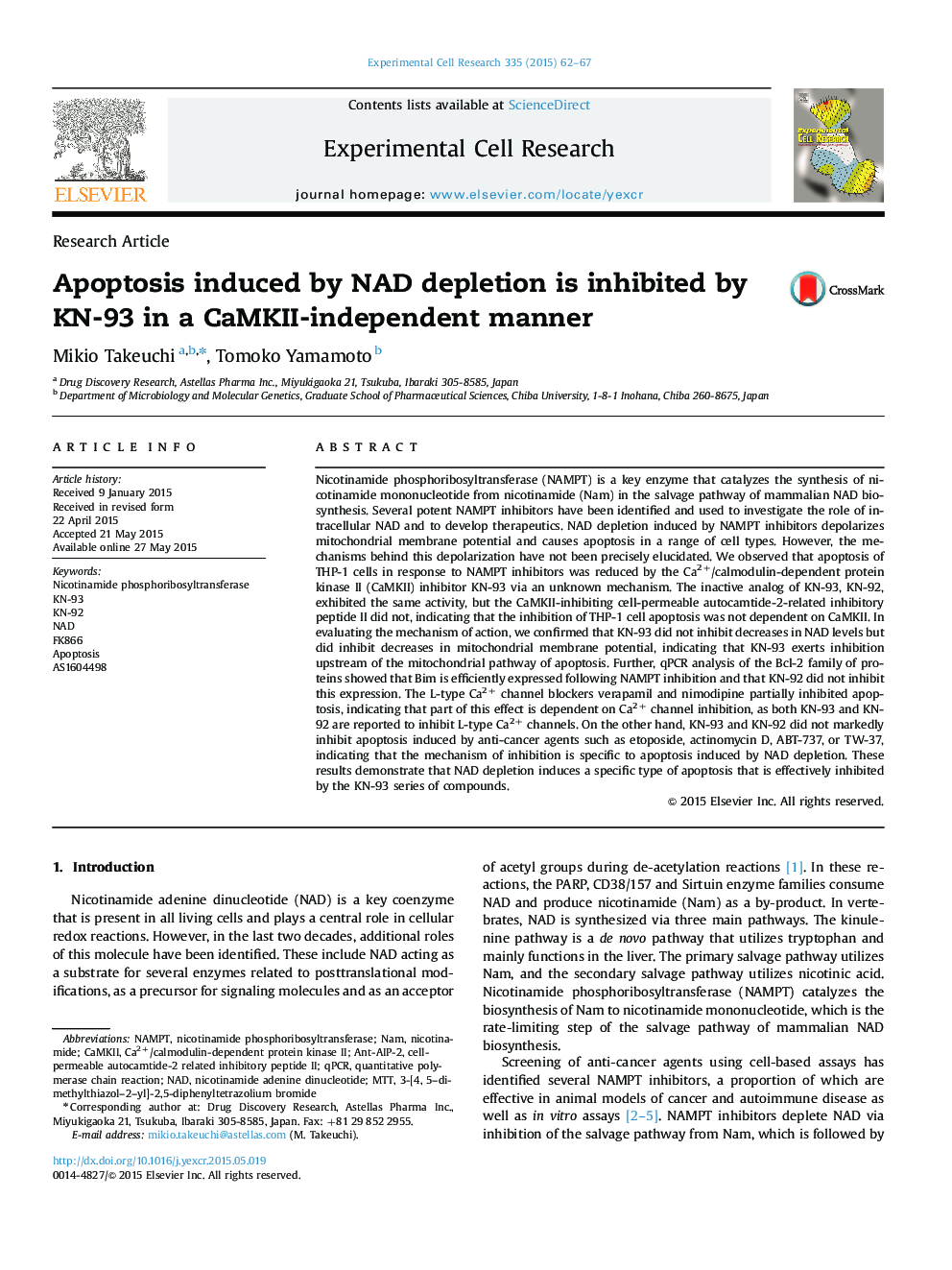 Apoptosis induced by NAD depletion is inhibited by KN-93 in a CaMKII-independent manner
