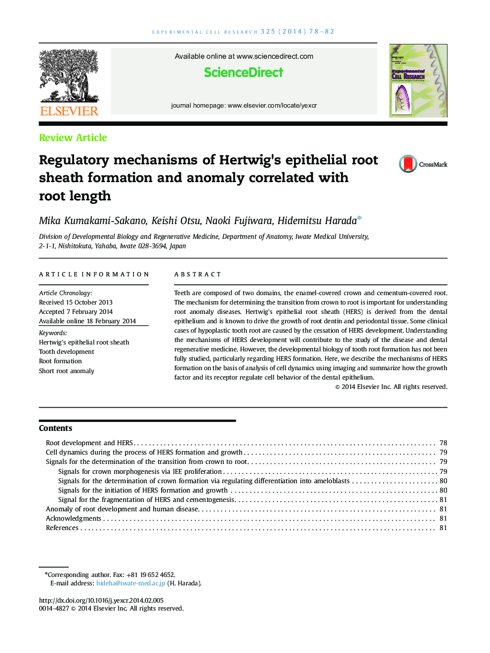 Regulatory mechanisms of Hertwig׳s epithelial root sheath formation and anomaly correlated with root length