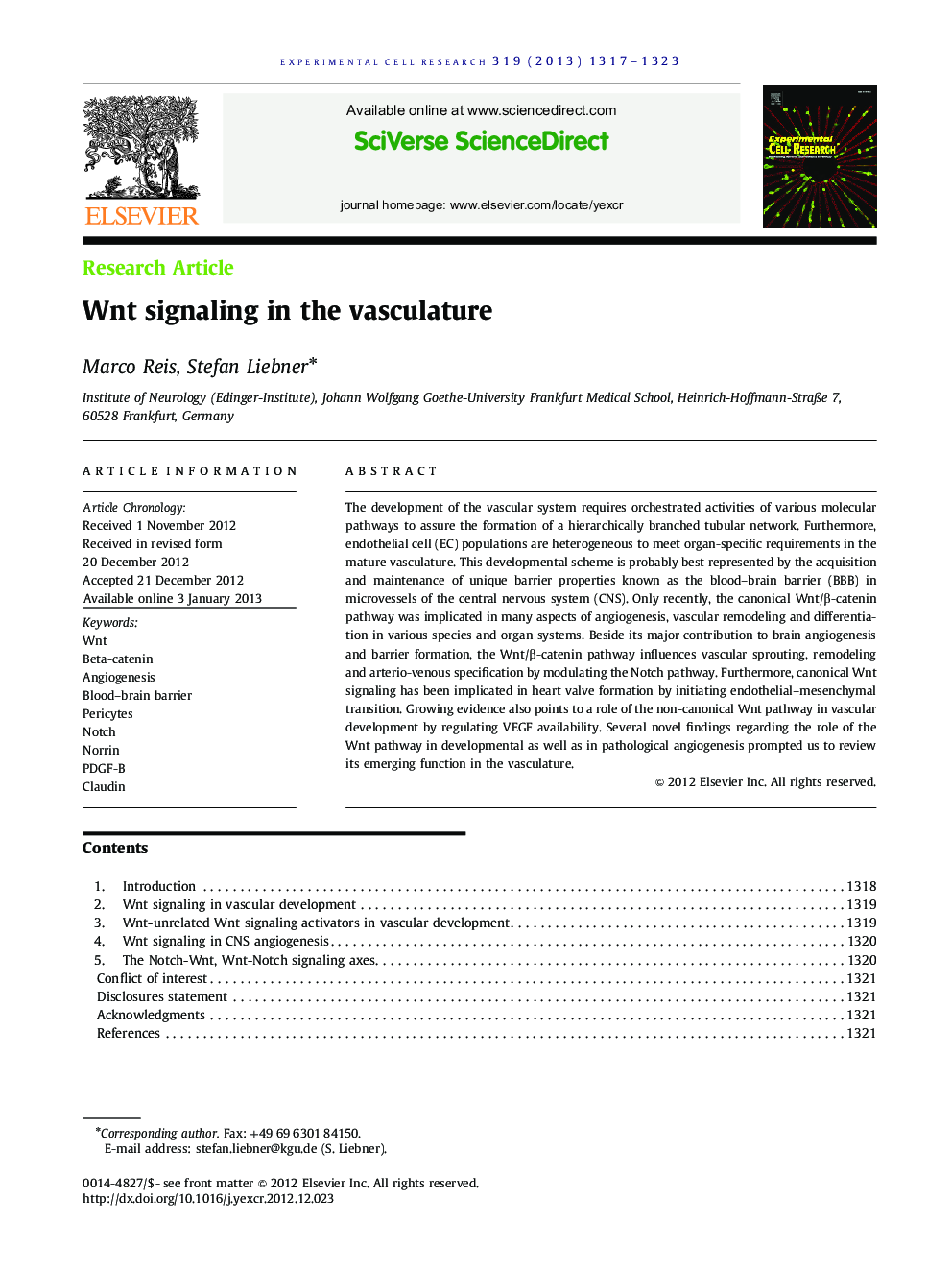 Wnt signaling in the vasculature