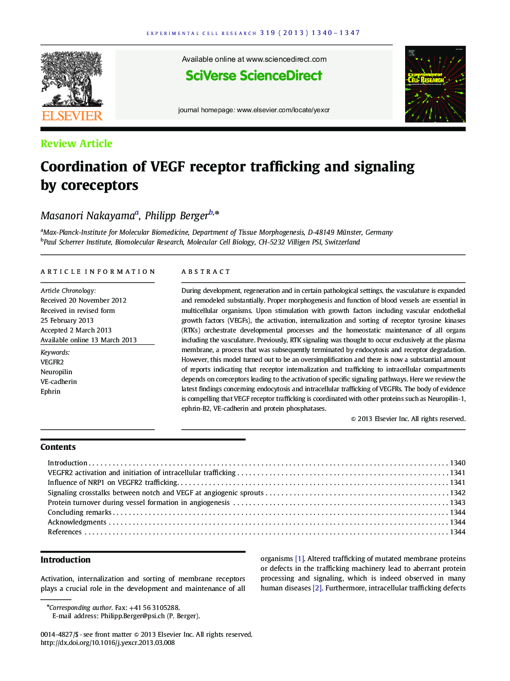 Coordination of VEGF receptor trafficking and signaling by coreceptors