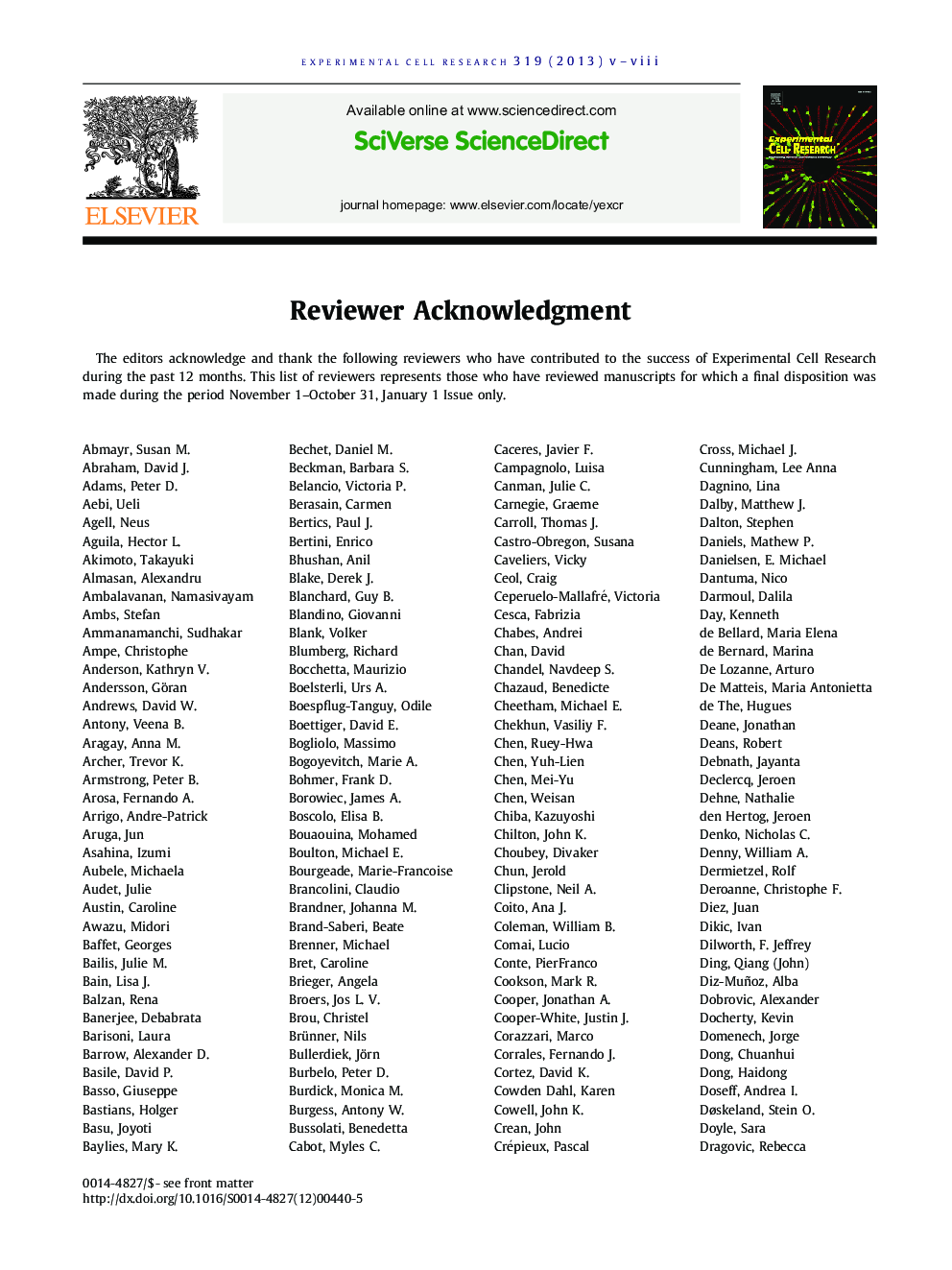 Reviewer Acknowledgment