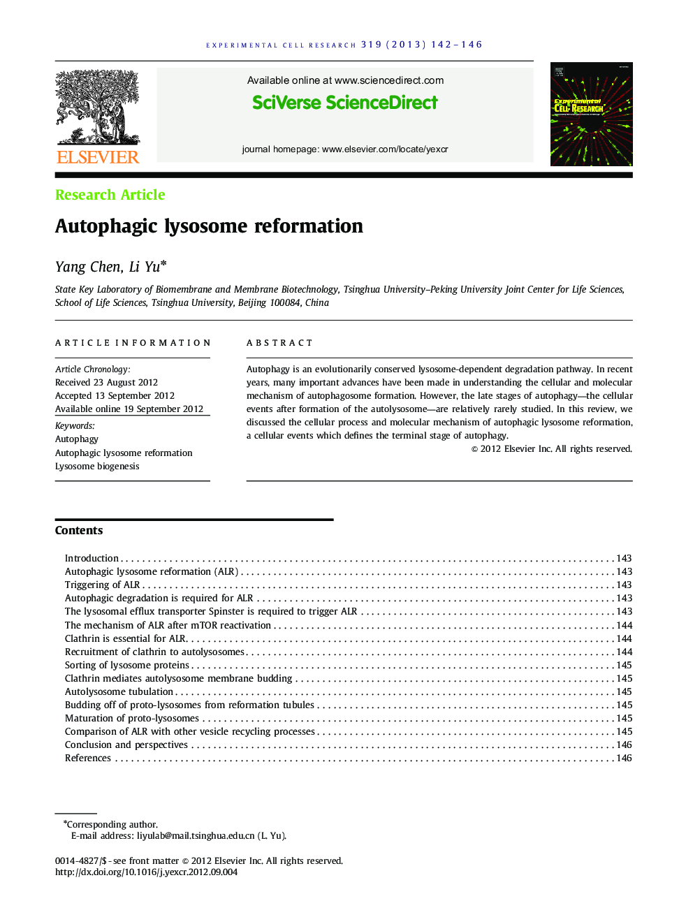 Autophagic lysosome reformation
