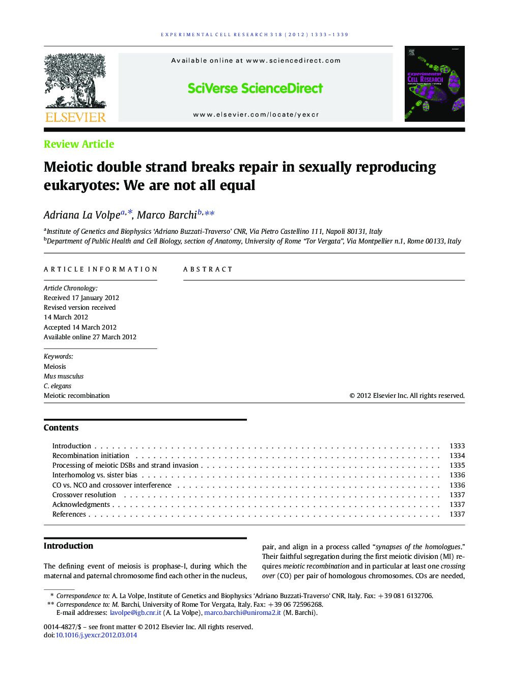 Meiotic double strand breaks repair in sexually reproducing eukaryotes: We are not all equal