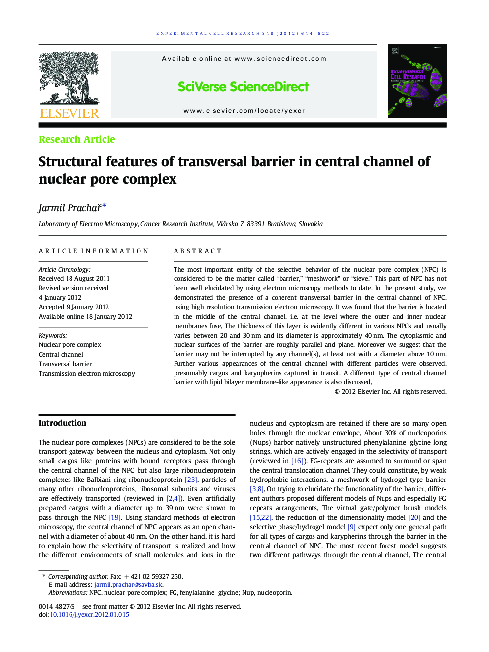 Structural features of transversal barrier in central channel of nuclear pore complex
