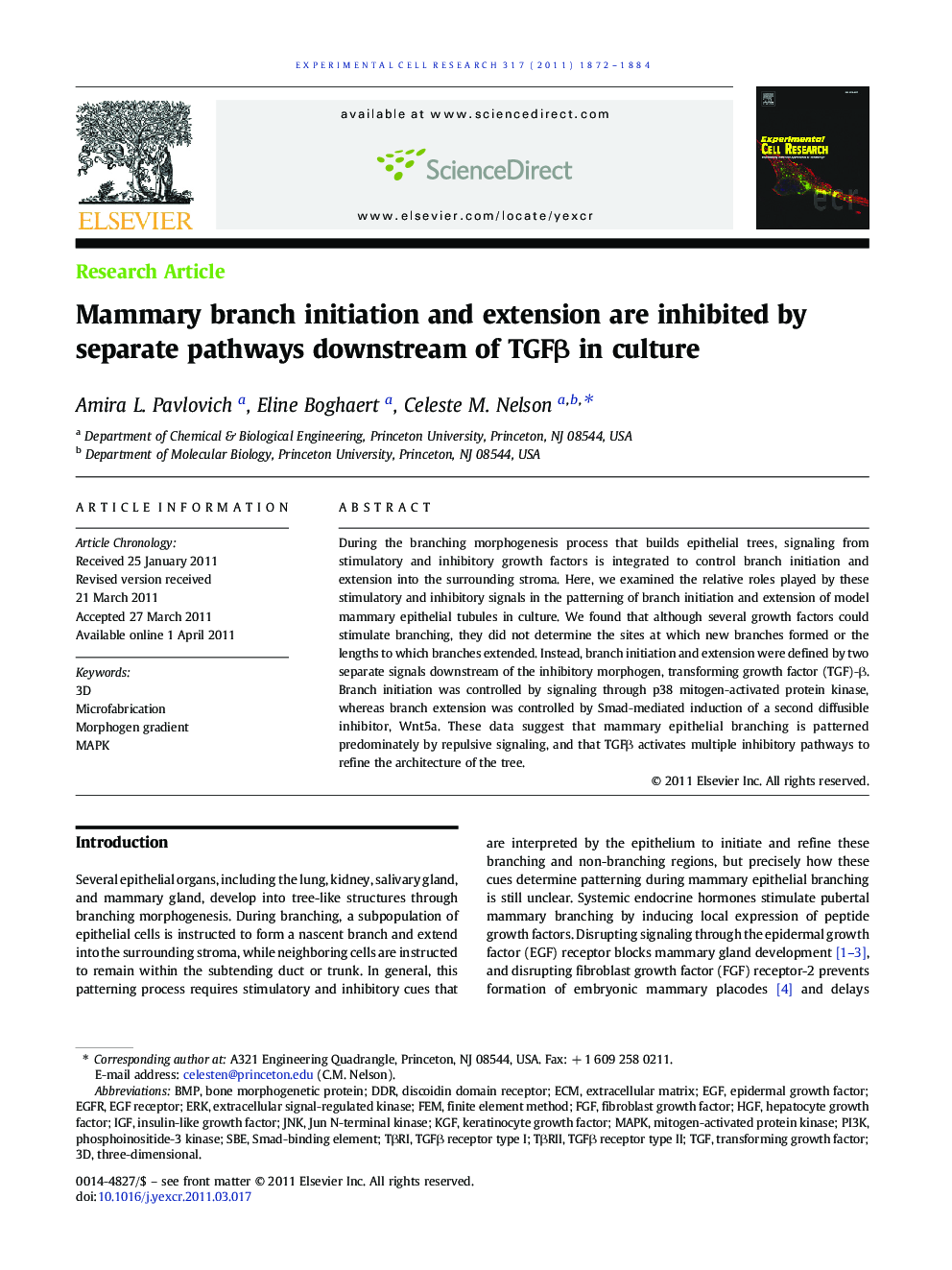 عکس صفحه اول مقاله: Mammary branch initiation and extension are inhibited by separate pathways downstream of TGFβ in culture Mammary branch initiation and extension are inhibited by separate pathways downstream of TGFβ in culture