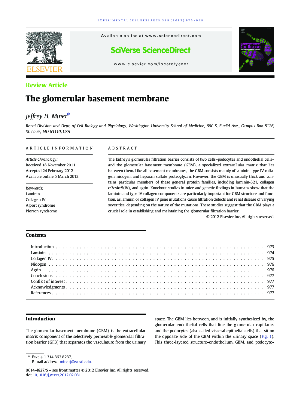 The glomerular basement membrane