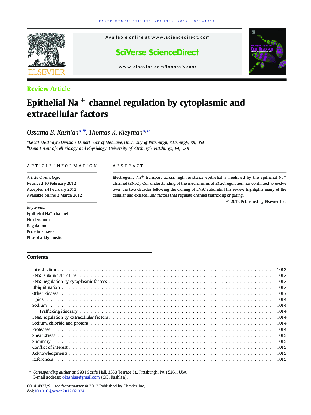 Epithelial Na+ channel regulation by cytoplasmic and extracellular factors