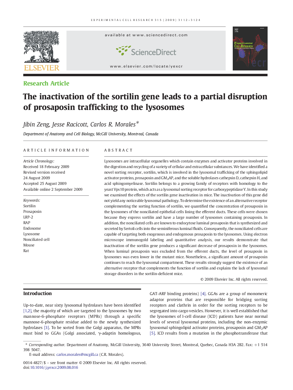 The inactivation of the sortilin gene leads to a partial disruption of prosaposin trafficking to the lysosomes