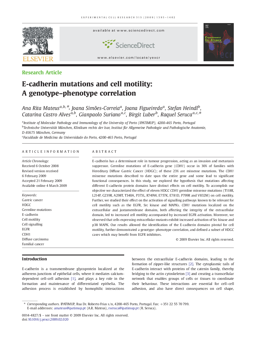 E-cadherin mutations and cell motility: A genotype–phenotype correlation