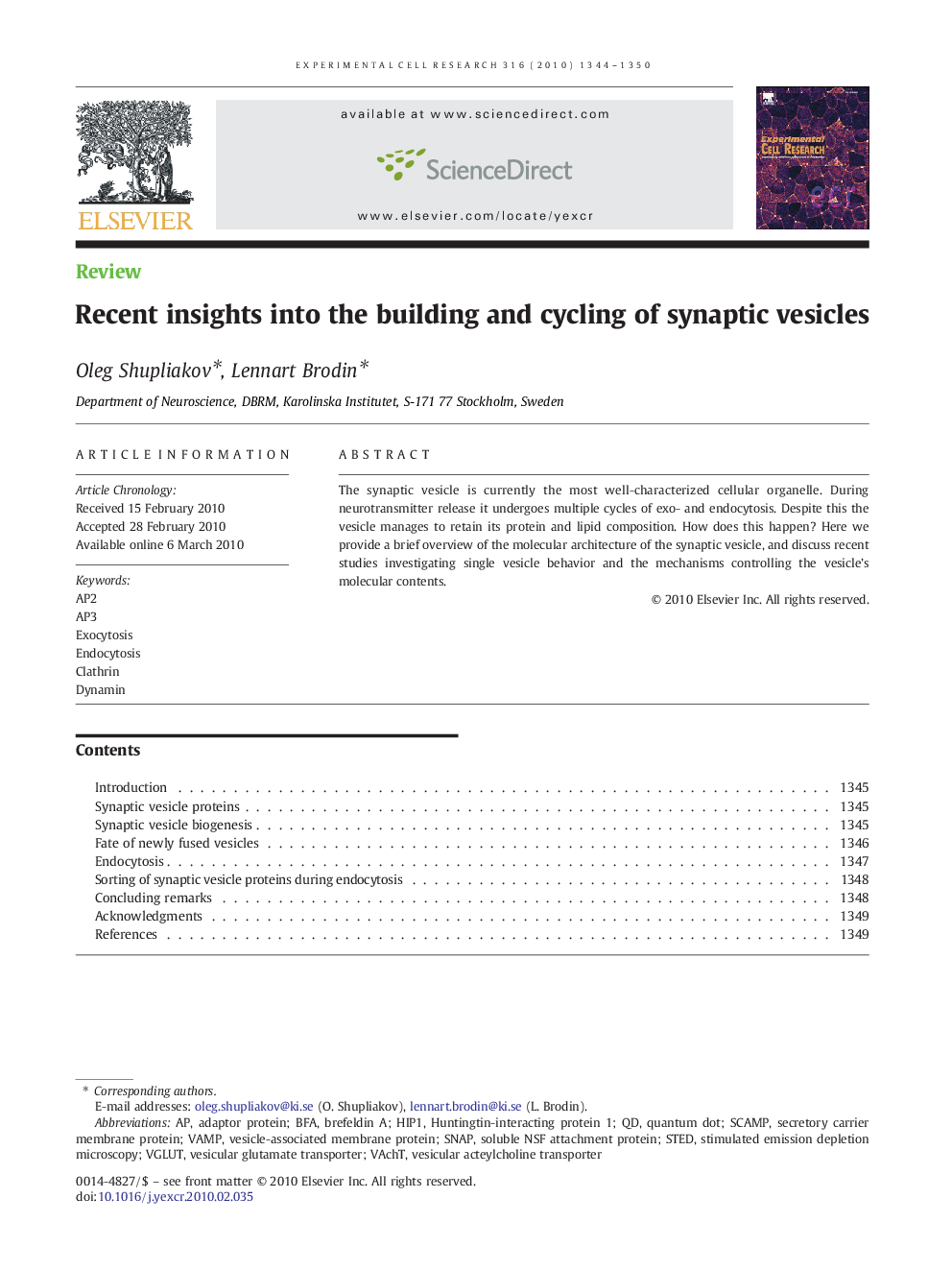 Recent insights into the building and cycling of synaptic vesicles