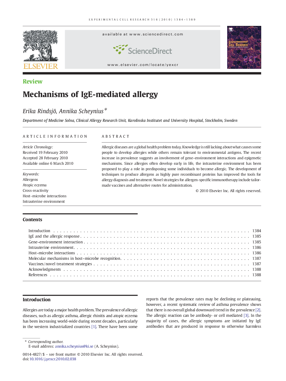 Mechanisms of IgE-mediated allergy