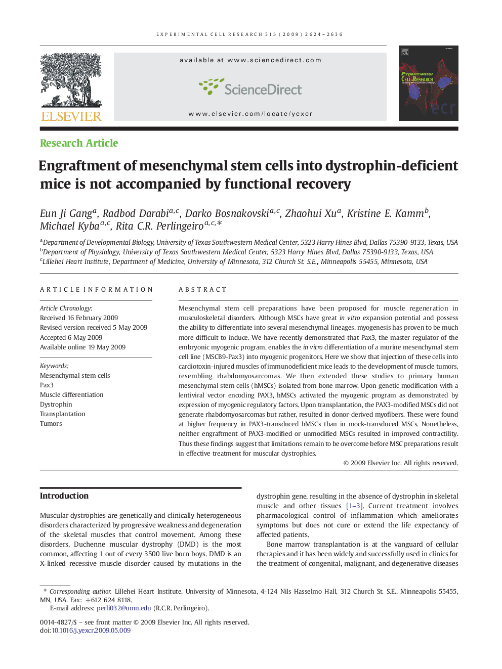 Engraftment of mesenchymal stem cells into dystrophin-deficient mice is not accompanied by functional recovery