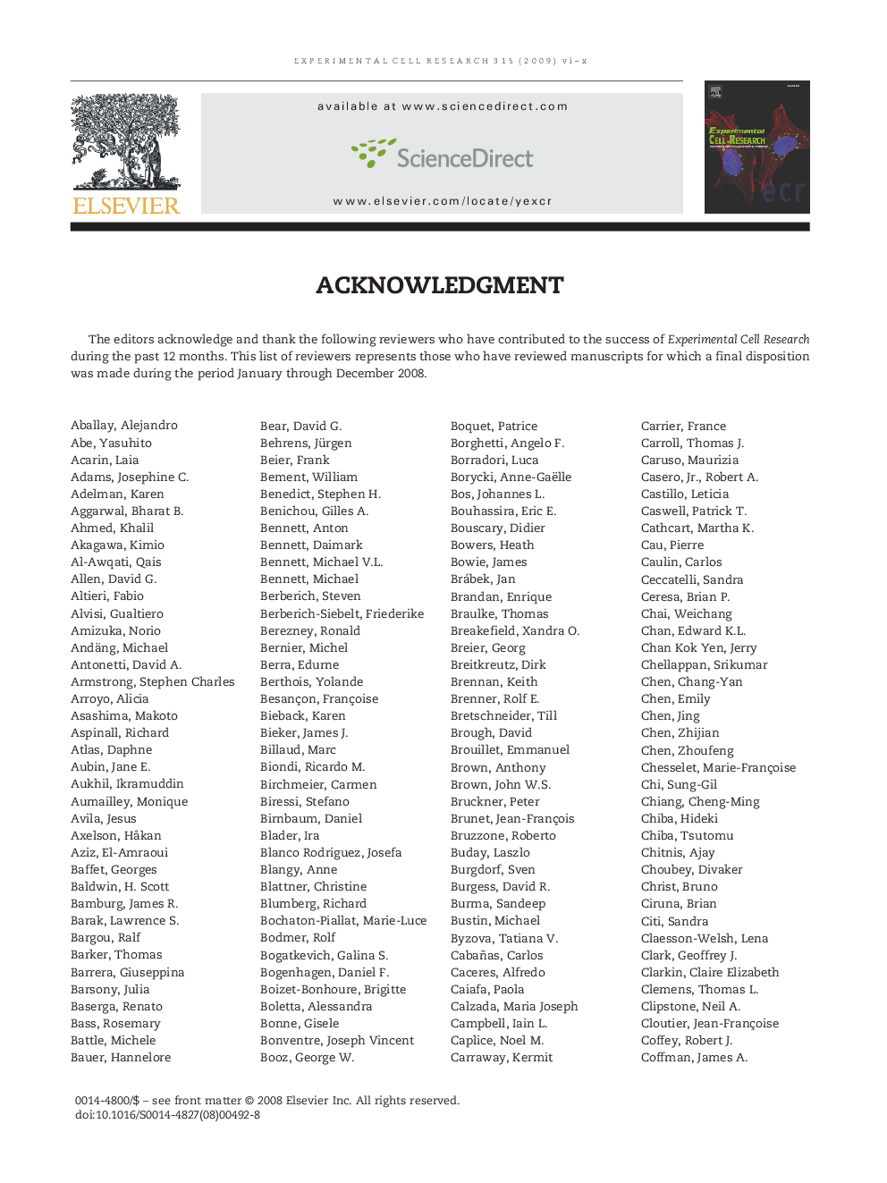 Reviewer Acknowledgment
