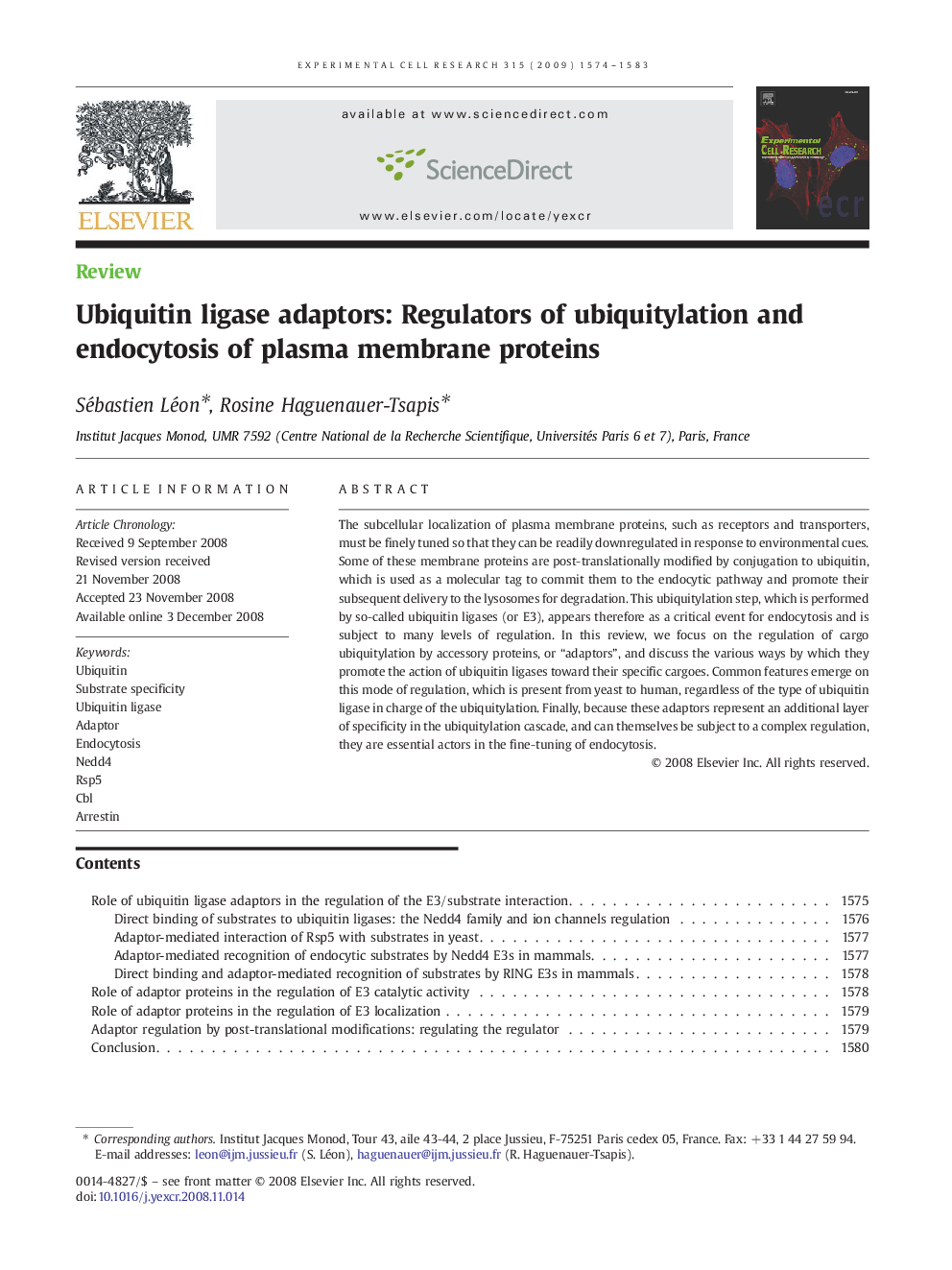 Ubiquitin ligase adaptors: Regulators of ubiquitylation and endocytosis of plasma membrane proteins