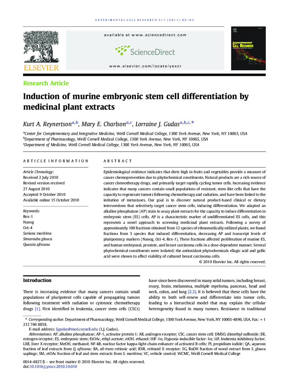 Induction of murine embryonic stem cell differentiation by medicinal plant extracts