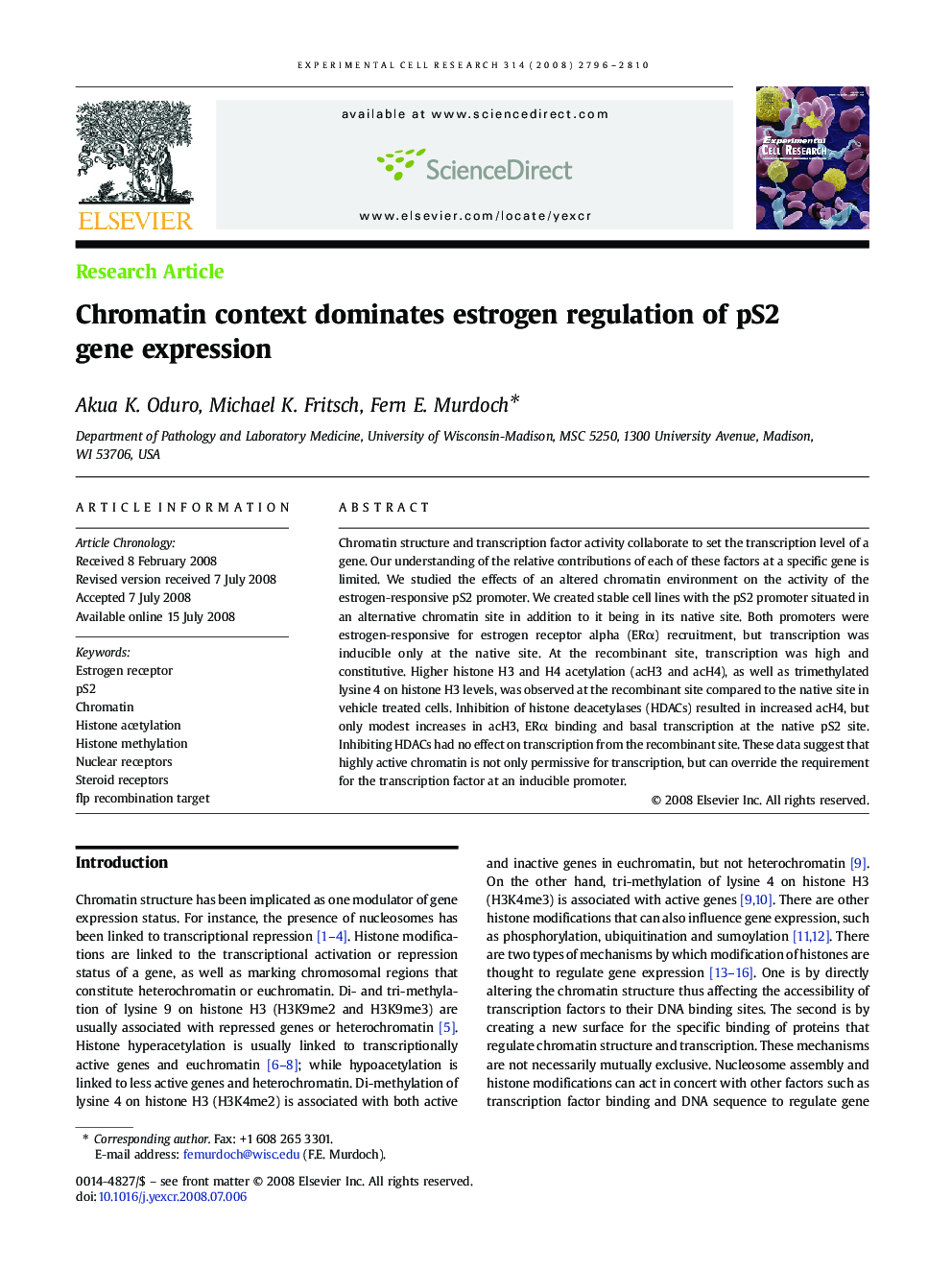 Chromatin context dominates estrogen regulation of pS2 gene expression