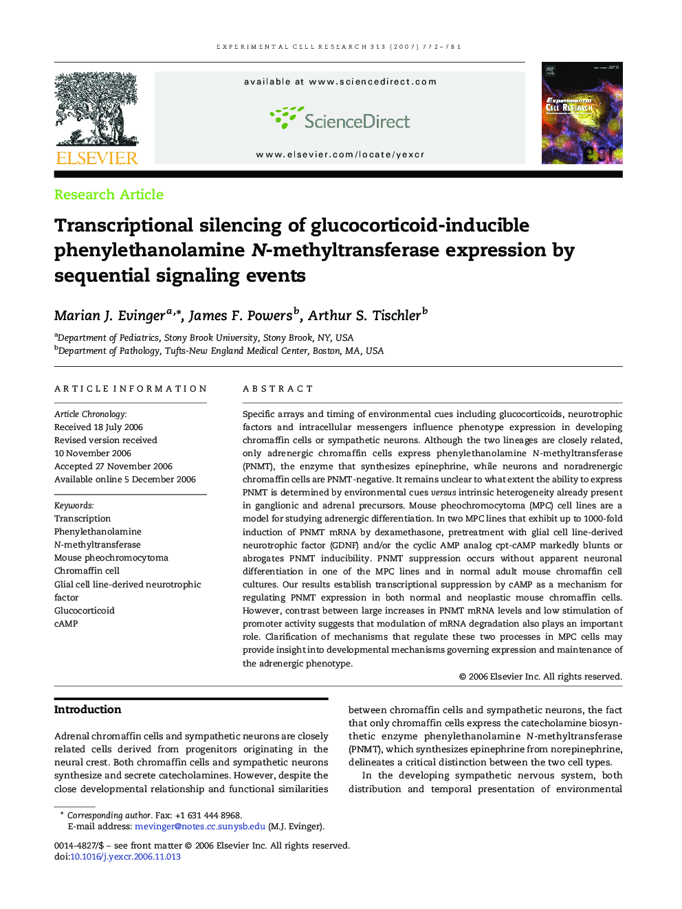 Transcriptional silencing of glucocorticoid-inducible phenylethanolamine N-methyltransferase expression by sequential signaling events