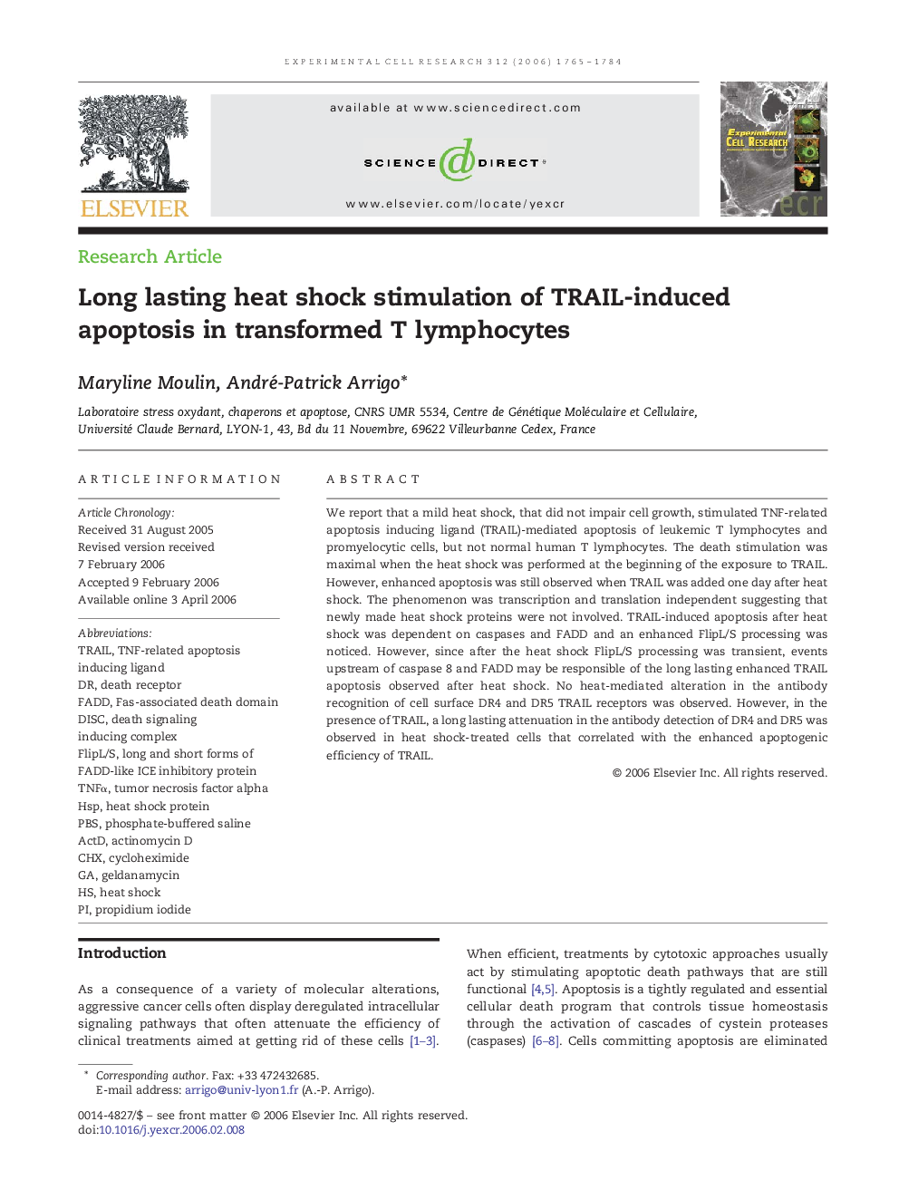 Long lasting heat shock stimulation of TRAIL-induced apoptosis in transformed T lymphocytes